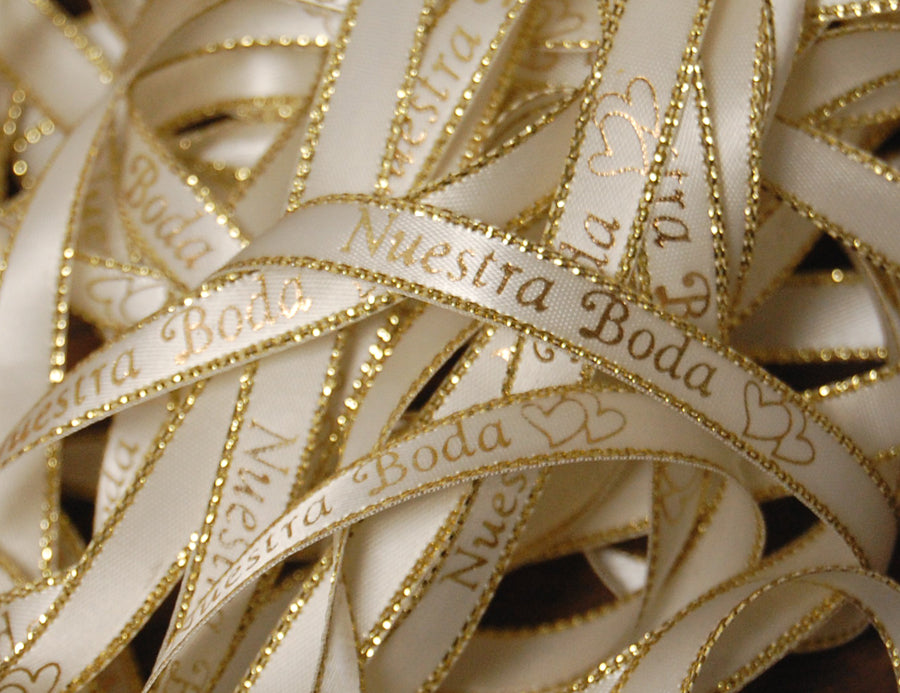 3/8" Gold Edge Personalized Continuous Ribbon (48 Yard Roll)