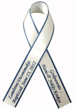 5/8" Greek Baptism Ribbon with Border, Martyrika (50 Pieces)